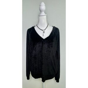Michael Stars Women's Medium Black Crushed Velvet Long Sleeve Top Luxe‎ Feel